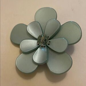 Stylized Green Flower Brooch with Layered Petals